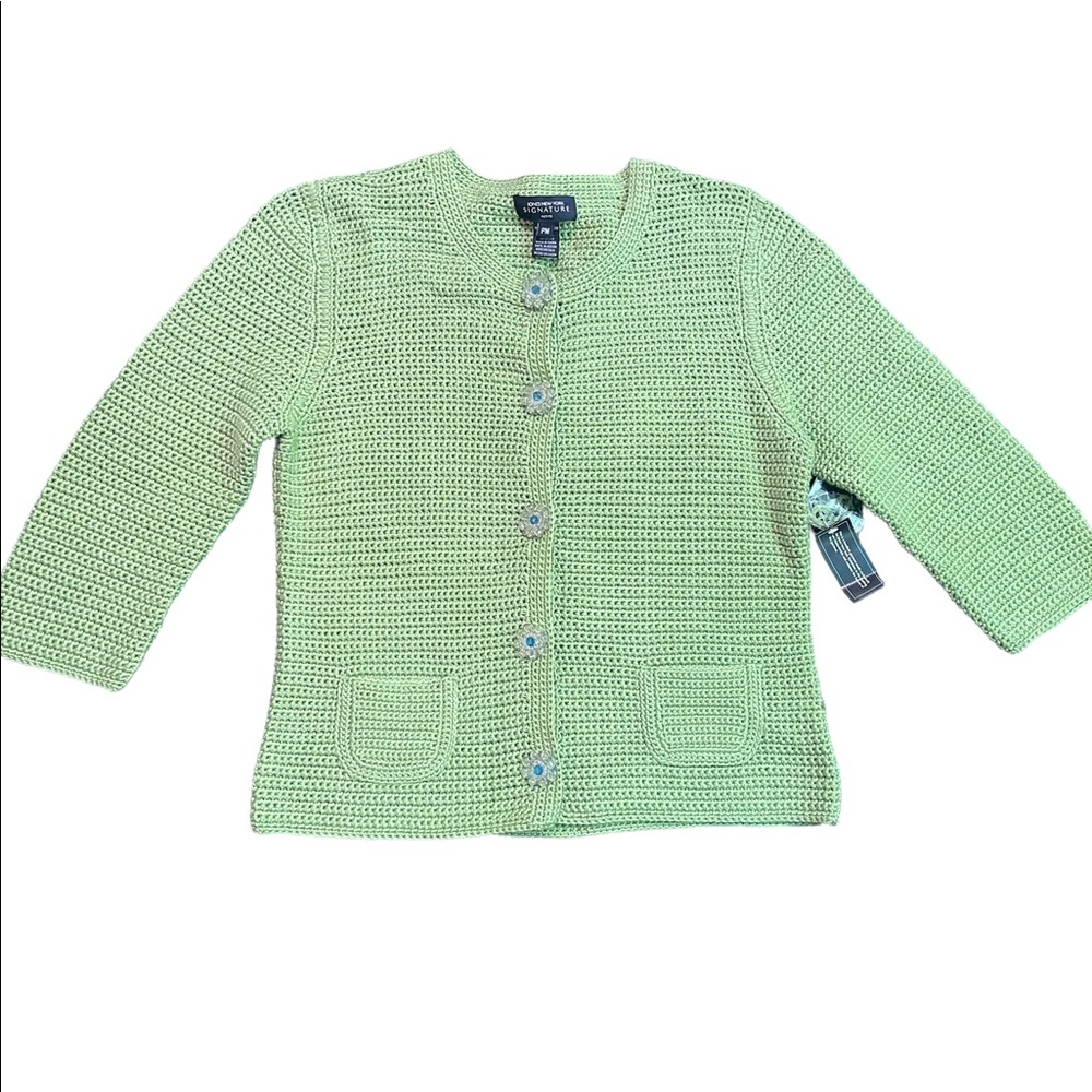 JONES NEW YORK SIGNATURE Floral Snap Handknit Cardigan